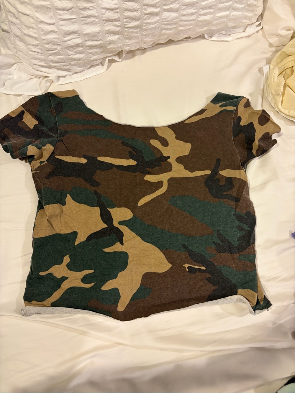 Brandy Melville Camo Scoop Neck Short Sleeve Top - Green, Brown, Black